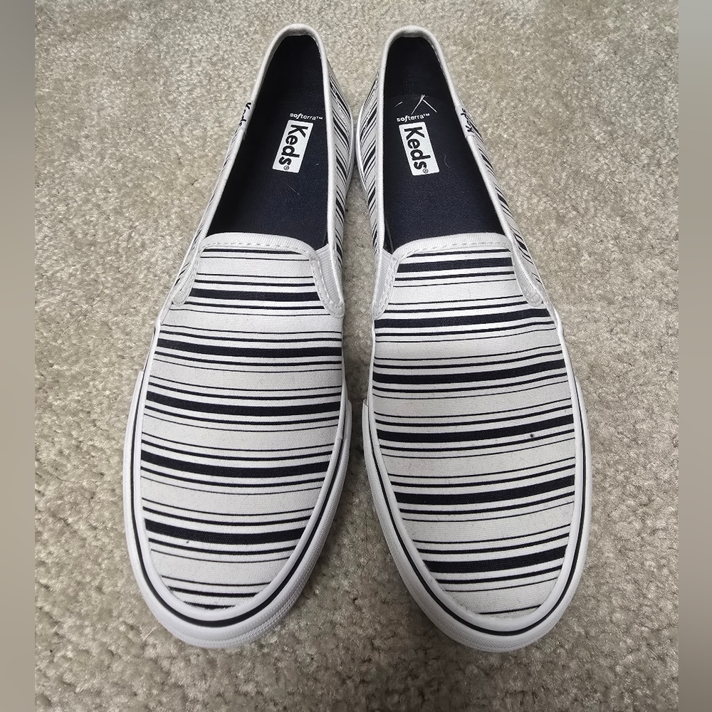 Keds Black and White Striped Flats
